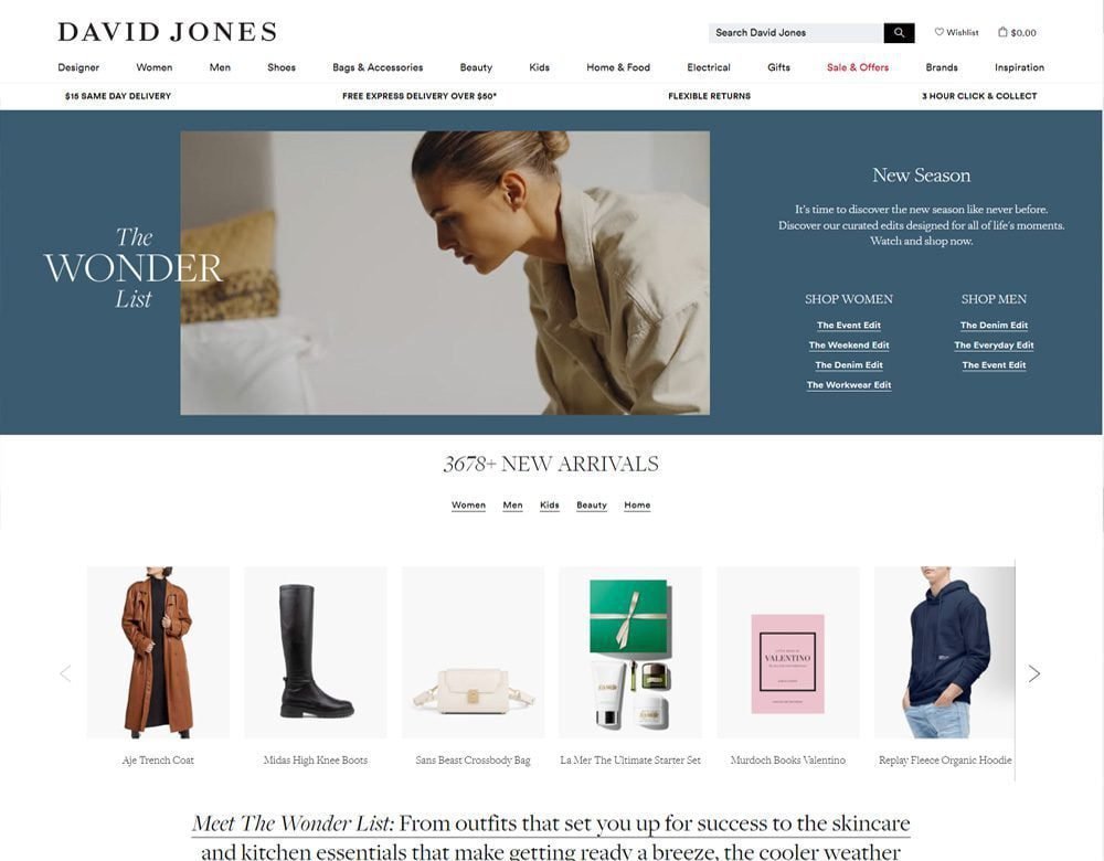 David Jones website