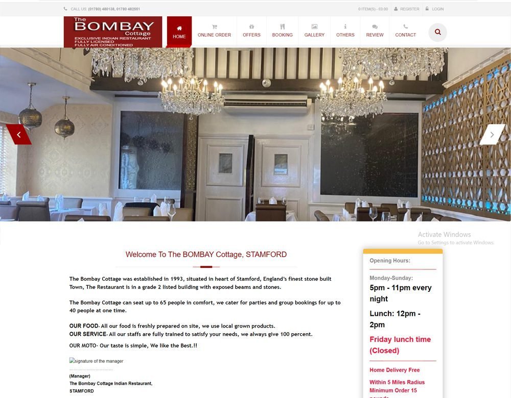 The Bombay Cottage website