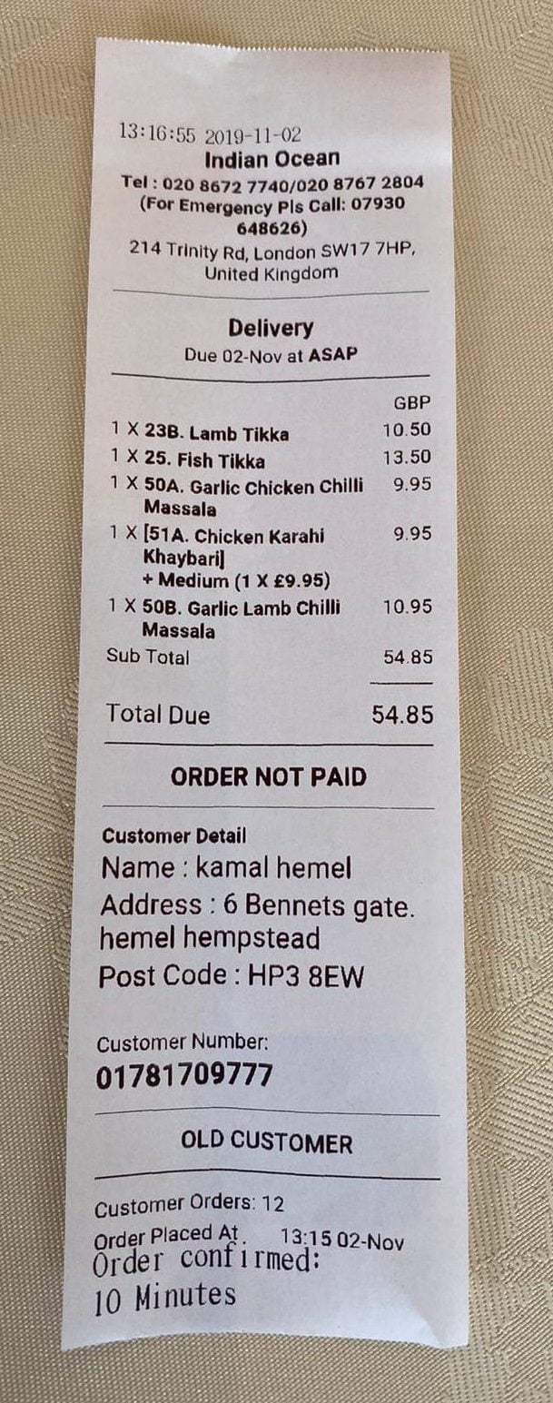 sample Receipt Sample