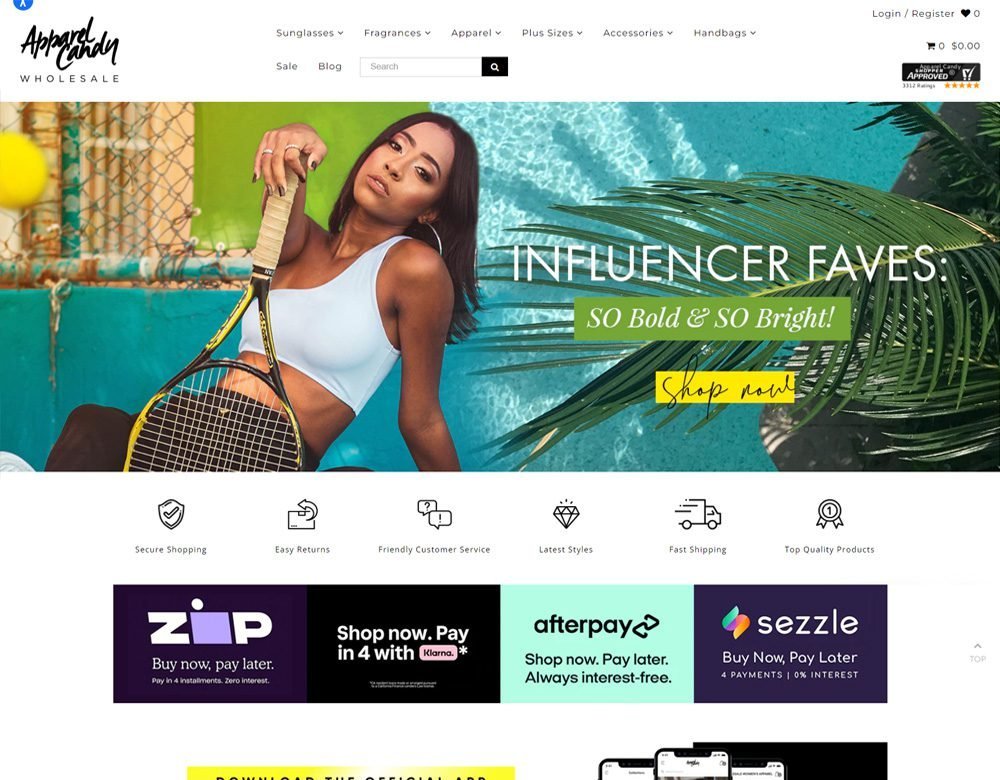 Apparel Candy website, Fashion · Shopify