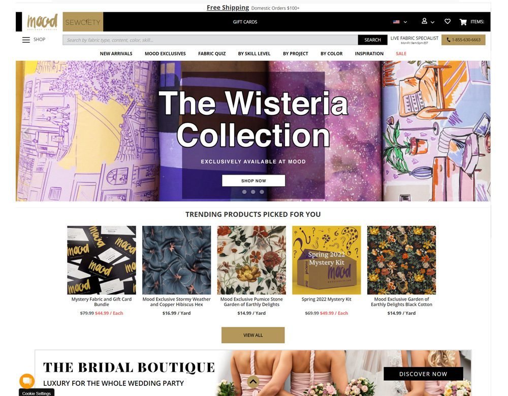 Mood Fabrics website